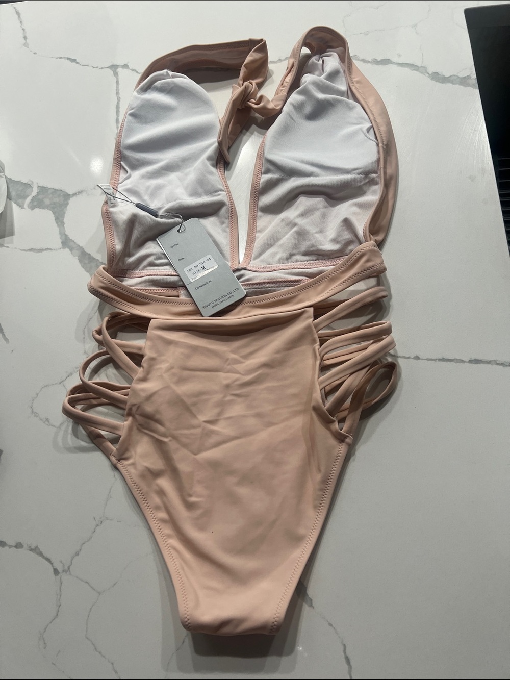 Aritzia Women's Halter One-Piece Swimsuit in Blush Nude - Picture 2 of 4